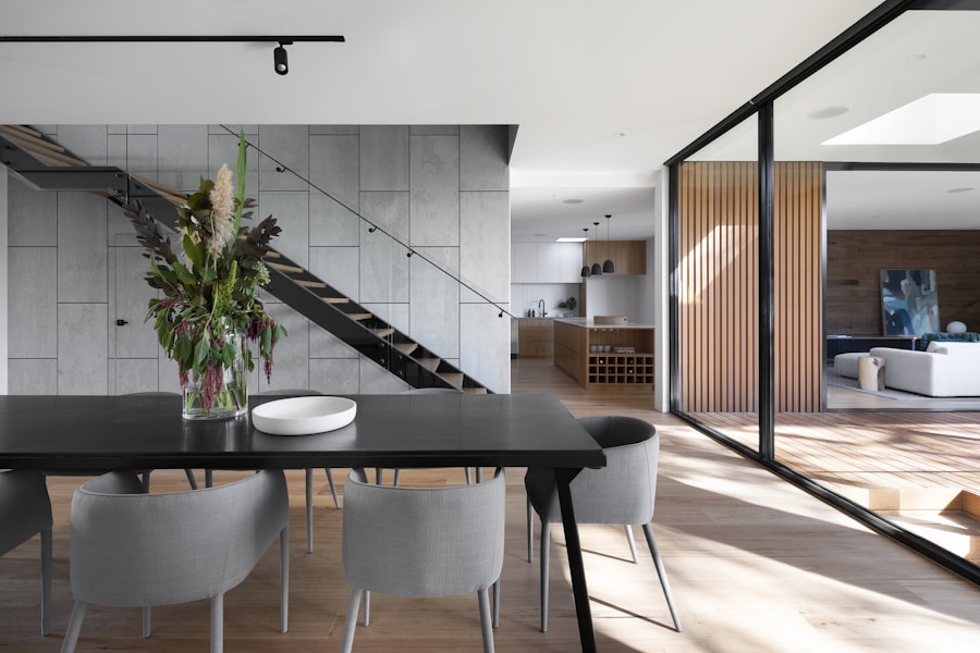 Warm, modern living room with a connected home setup
